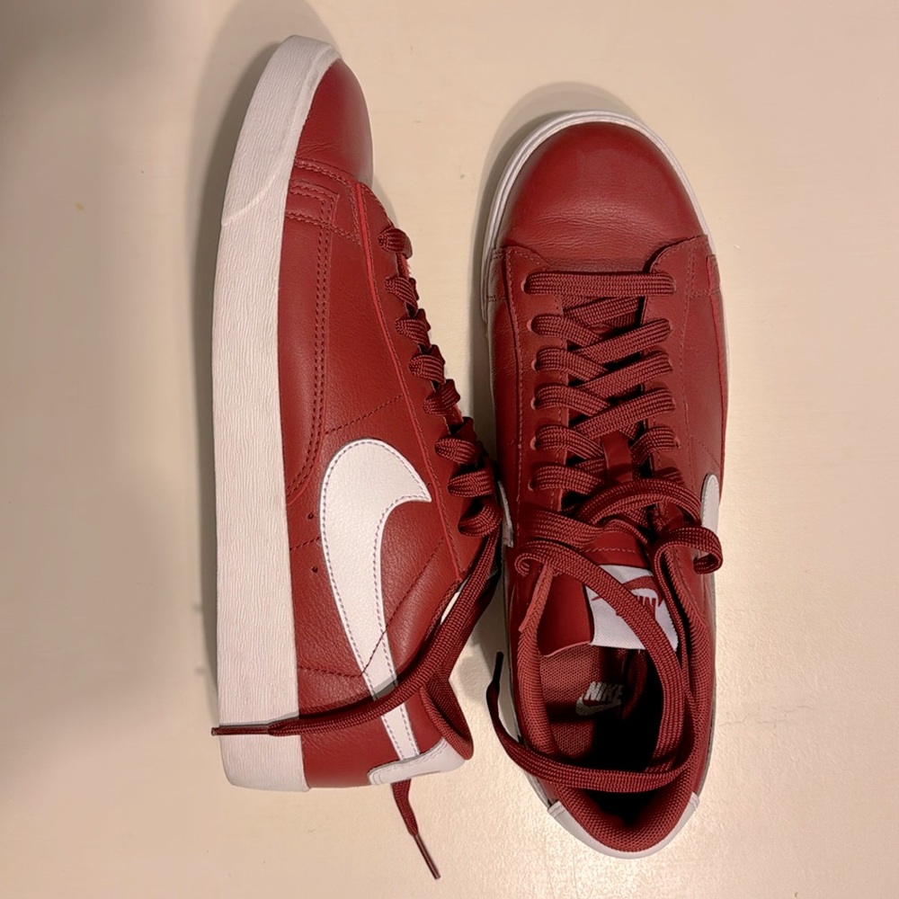 Red Nike leather sneakers